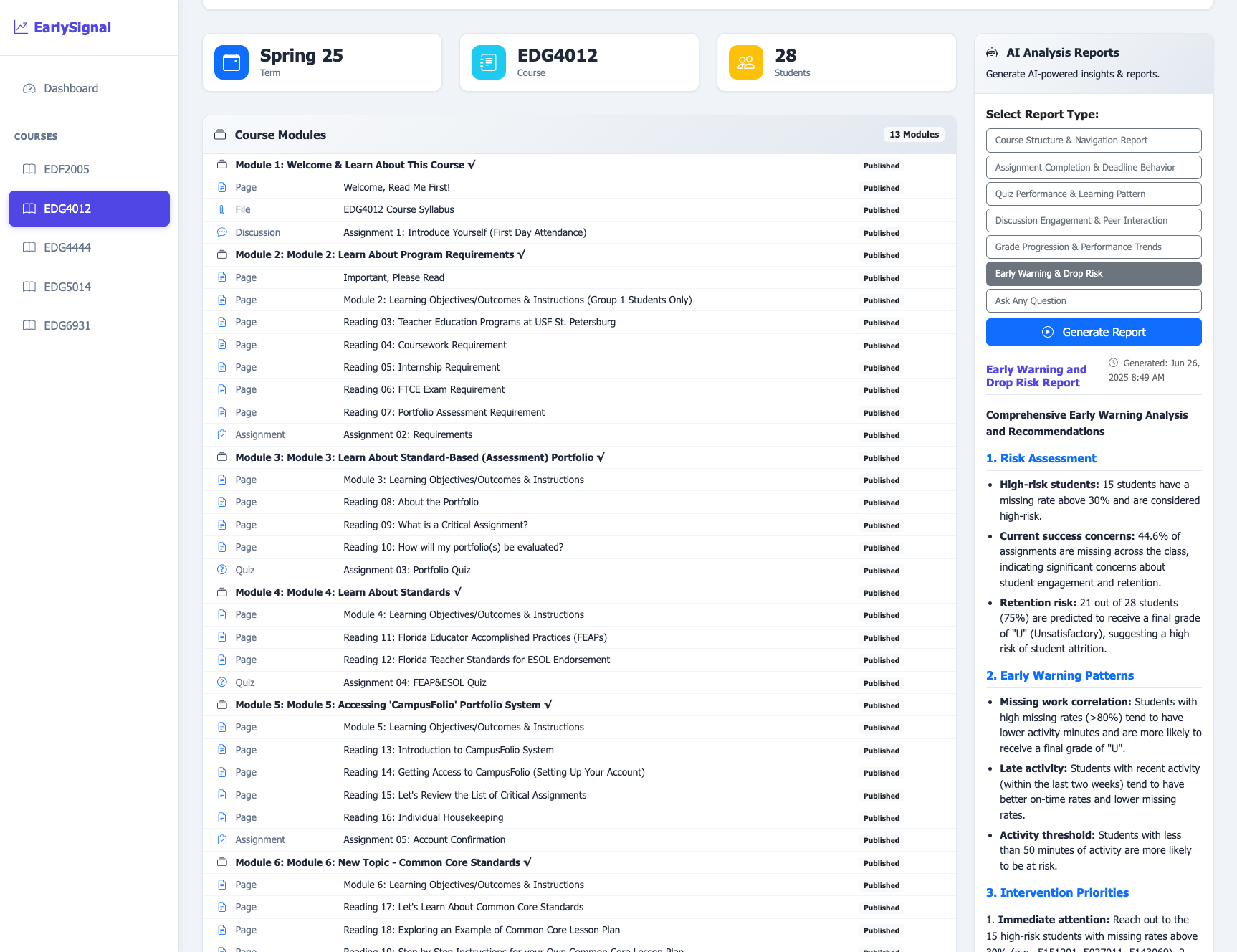 EarlySignal Dashboard
